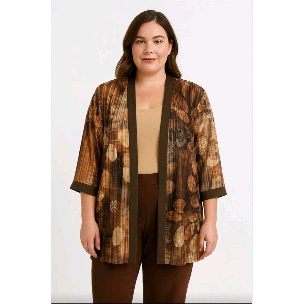 Vintage Anna Maxwell Open Front Shear Kimono 20W